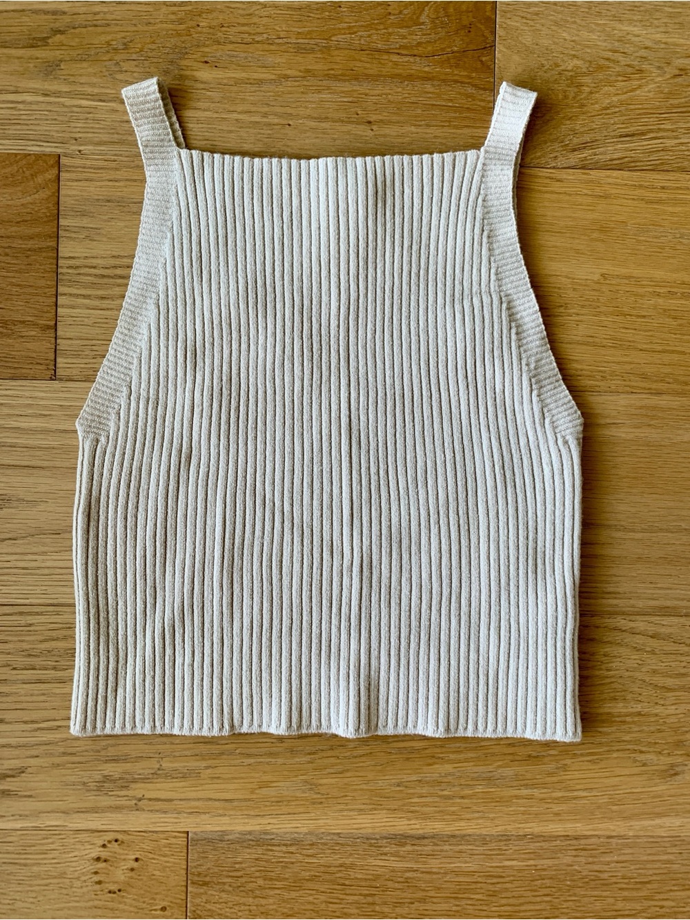Topshop Ribbed Square-Neck Camisole in Cream
